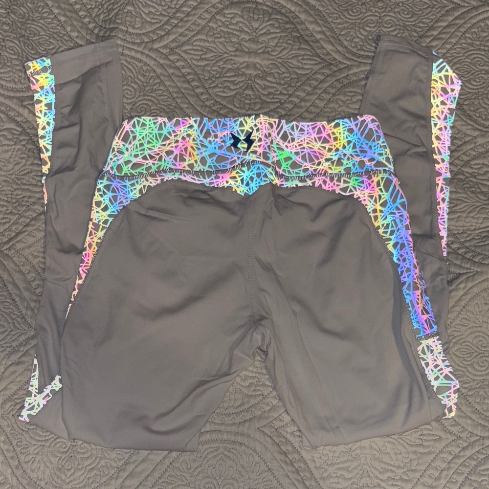 Womens White and Holographic Leggings